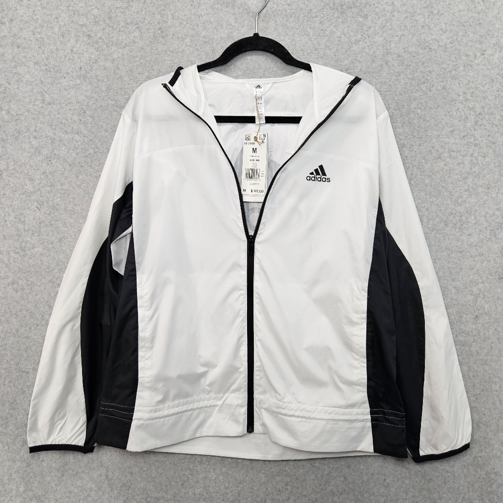 ADIDAS Women's Aeroready White and Black Windbreaker Running Jacket Size‎ M